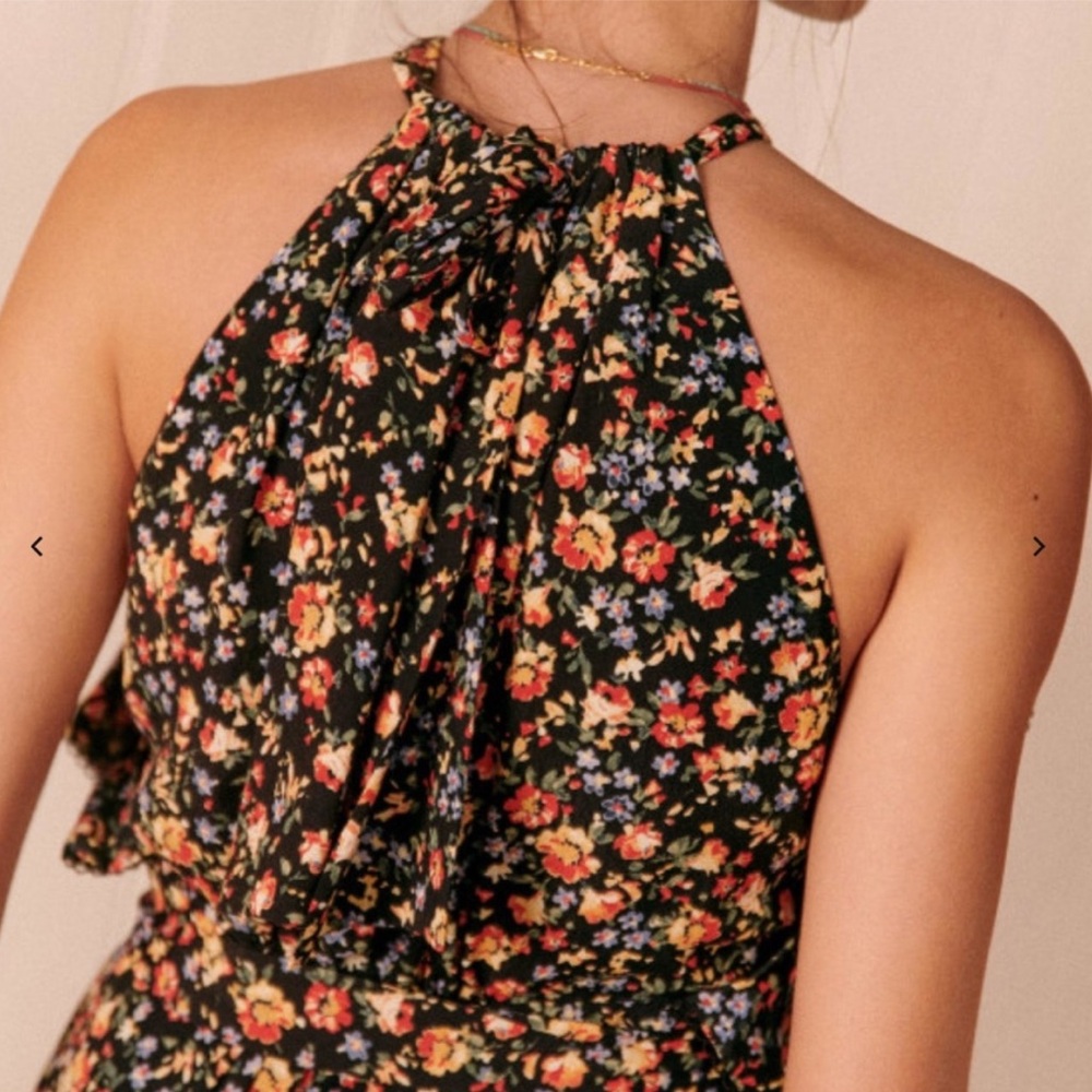 Sézane Nasta Floral Jardin Mini Ruffle Keyhole Halter Dress - Picture 5 of 8